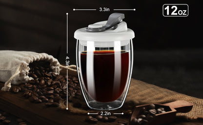 12/15OZ Double Wall BOROSILICATE Glass Coffee Mug