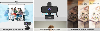 FIFINE 1440p Full HD PC Webcam with Microphone