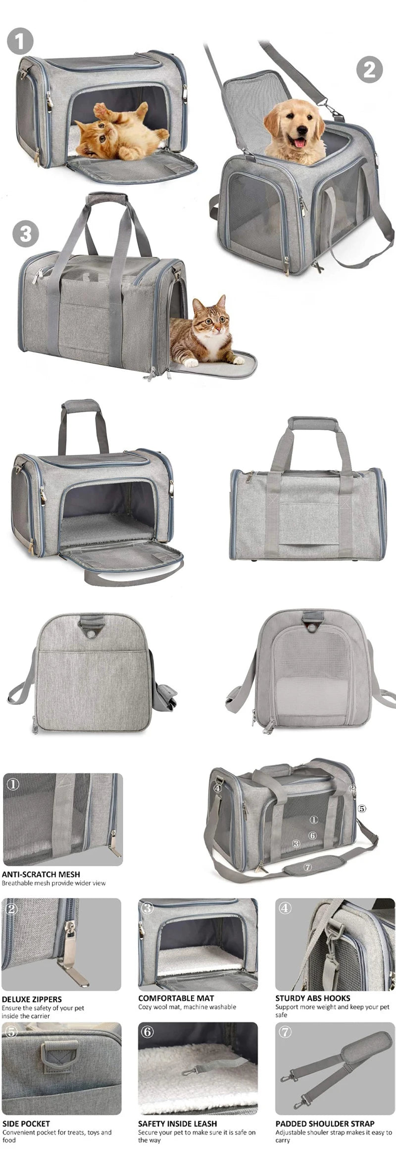 Portable Dog Cat Carrier Bag