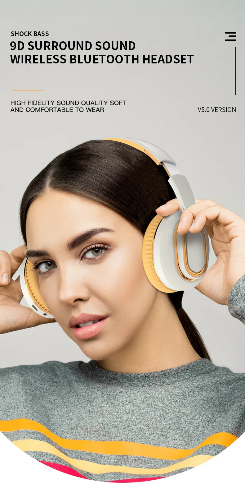 H7/H3 Bluetooth Headphone Wireless Headset with Mic USB Adaptor Headset Stereo Foldable Bass