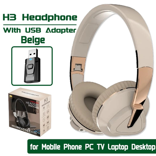 H7/H3 Bluetooth Headphone Wireless Headset with Mic USB Adaptor Headset Stereo Foldable Bass