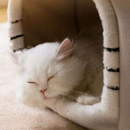 Foldable luxury pet house with detachable mat