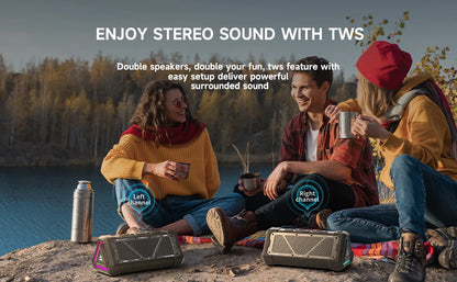 MLOVE P3 Outdoor Bluetooth Speaker, Stereo Sound IPX7 Waterproof, Micro SD Card, RGB Light