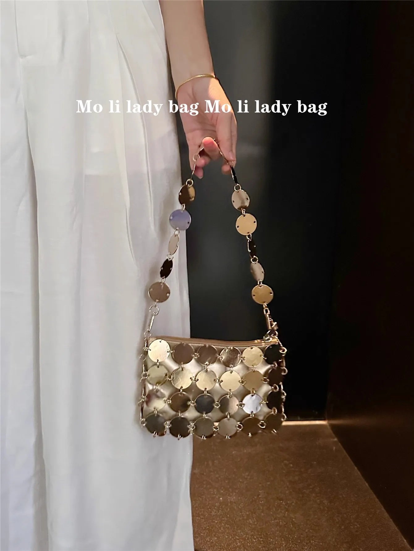 VELORIA – BOLSO TEJIDO METÁLICO CON LENTEJUELAS BRILLANTES