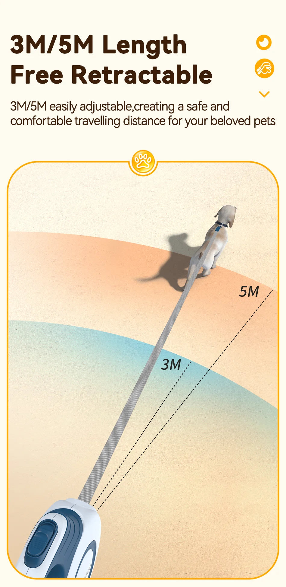 ROJECO 3M/5M Automatic Retractable Dog Leash