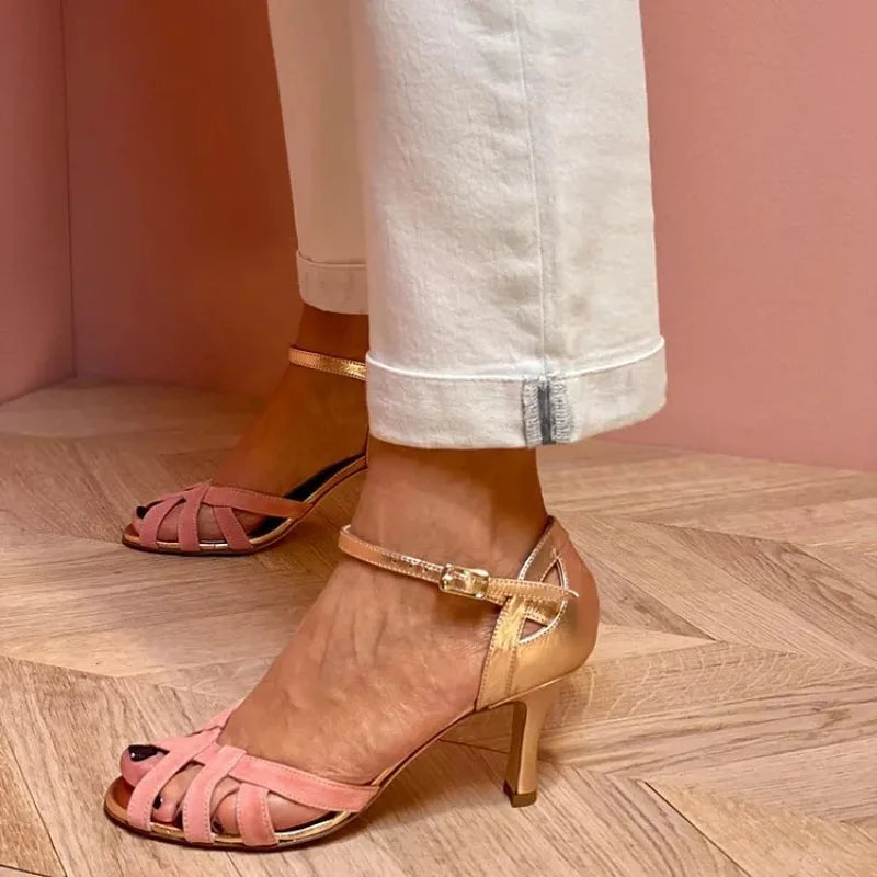 VIRELIA – SANDALIAS DE CUÑA A CUADROS PRIMAVERA/VERANO