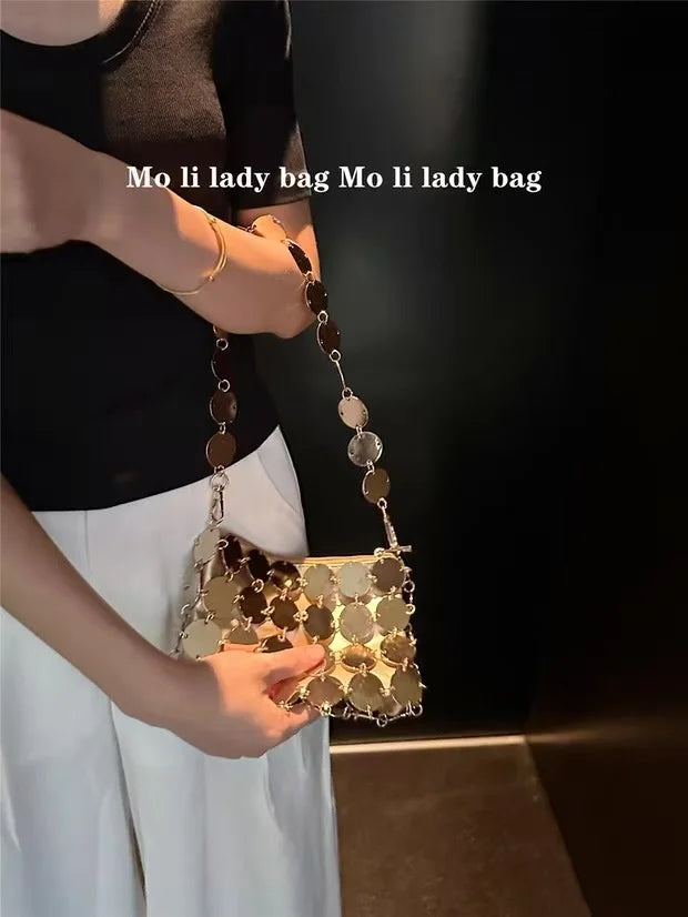 VELORIA – BOLSO TEJIDO METÁLICO CON LENTEJUELAS BRILLANTES