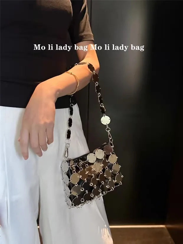 VELORIA – BOLSO TEJIDO METÁLICO CON LENTEJUELAS BRILLANTES