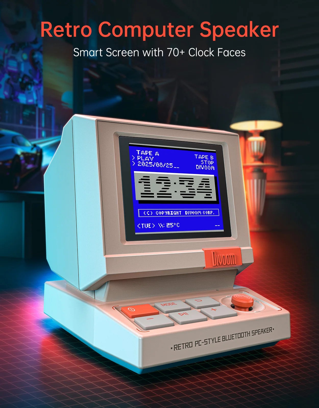 Divoom Portable MiniToo Retro Bluetooth Speaker Pixel Display Music Box