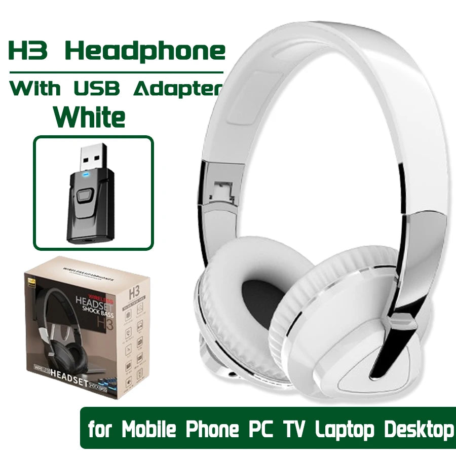 H7/H3 Bluetooth Headphone Wireless Headset with Mic USB Adaptor Headset Stereo Foldable Bass