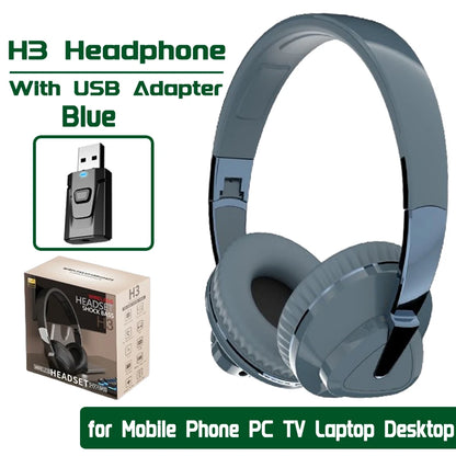 H7/H3 Bluetooth Headphone Wireless Headset with Mic USB Adaptor Headset Stereo Foldable Bass