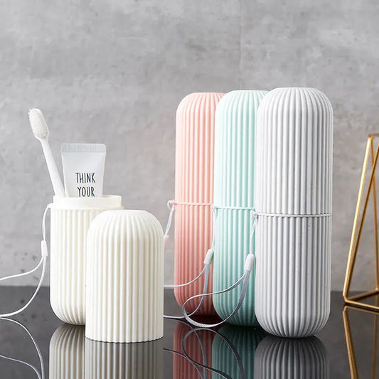 Travel toileting cup toothbrush