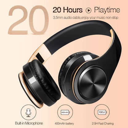 Wireless Headphones Bluetooth Stereo Headset Game with Build-in MIC with Universal for Android and iOS