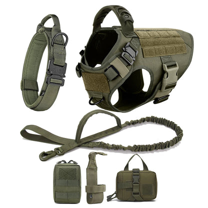 Large Dog Collar Military Harness
