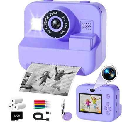 IAURA  Instant Print Camera With 32G Card, 1080P Mini Digital Video Camera
