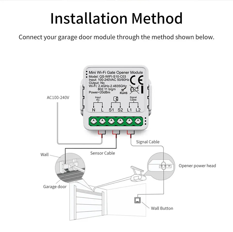Tuya Smart Garage Door Switch Module