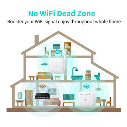 WiFi Repeater AC1200 Wi-Fi Booster WiFi Extender Amplifier 2.4G/5GHz