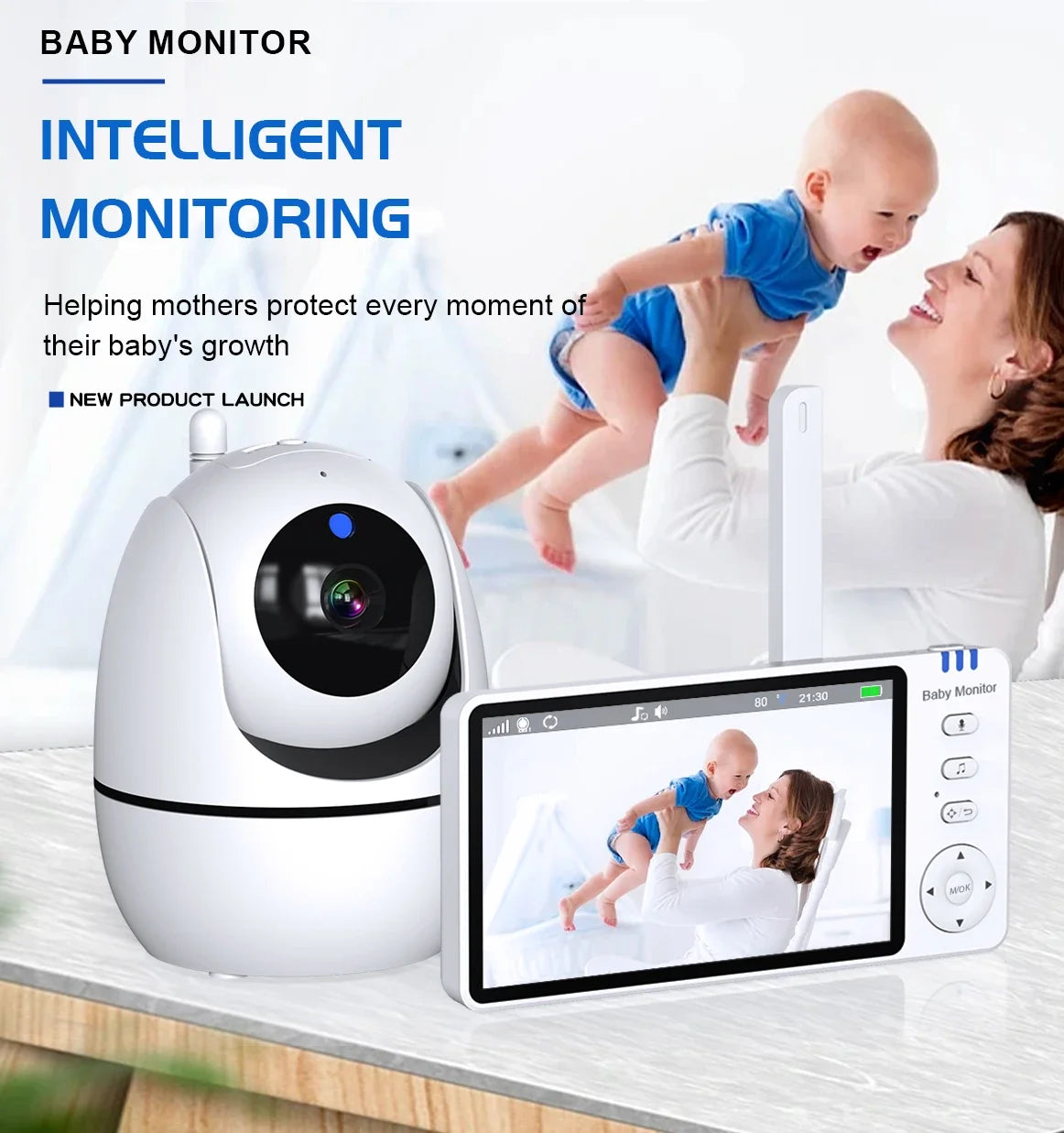 Wireless 5.0 Inch Video Baby Monitor With Pan Tilt Camera with Night Vision