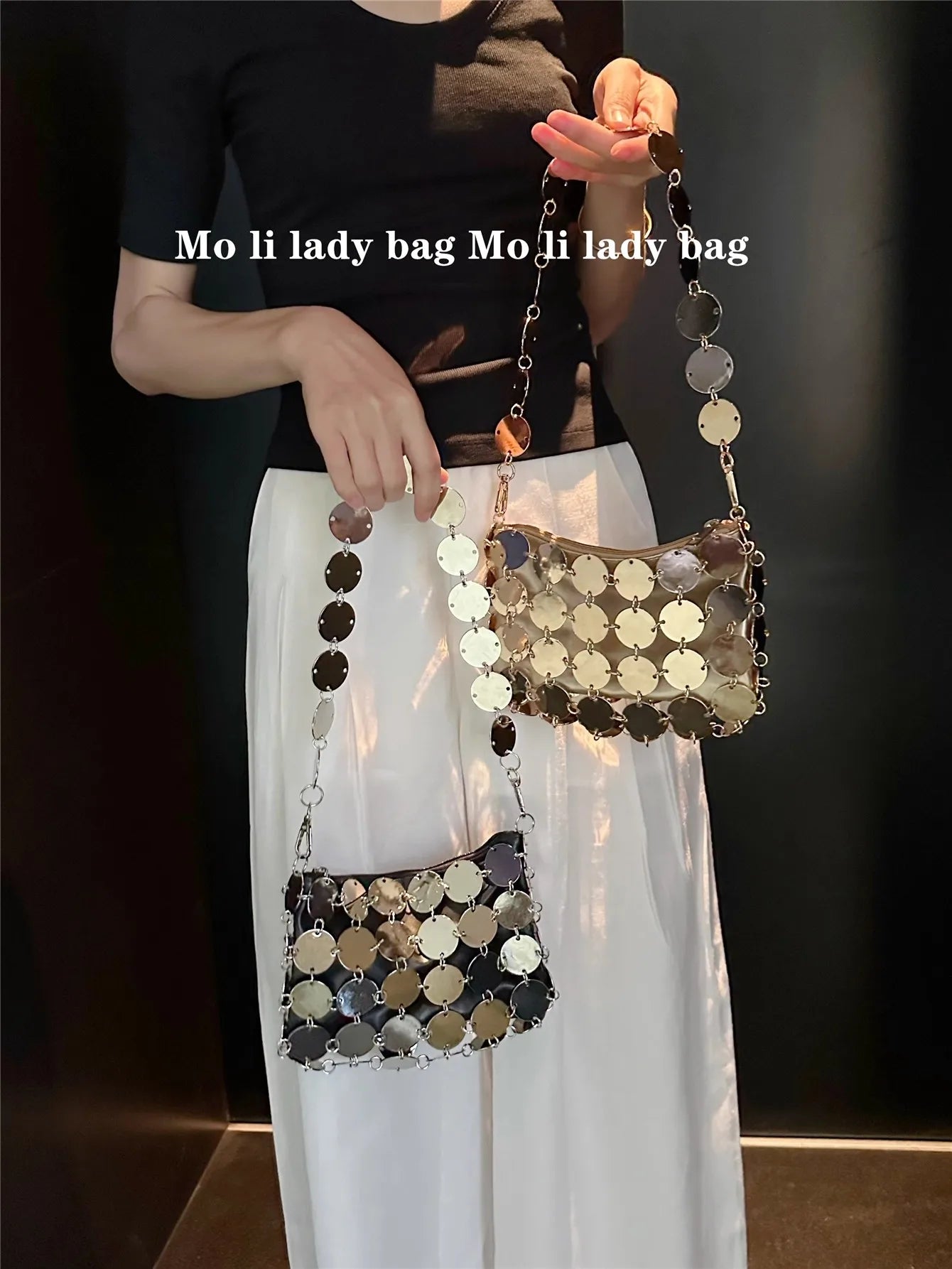 VELORIA – BOLSO TEJIDO METÁLICO CON LENTEJUELAS BRILLANTES