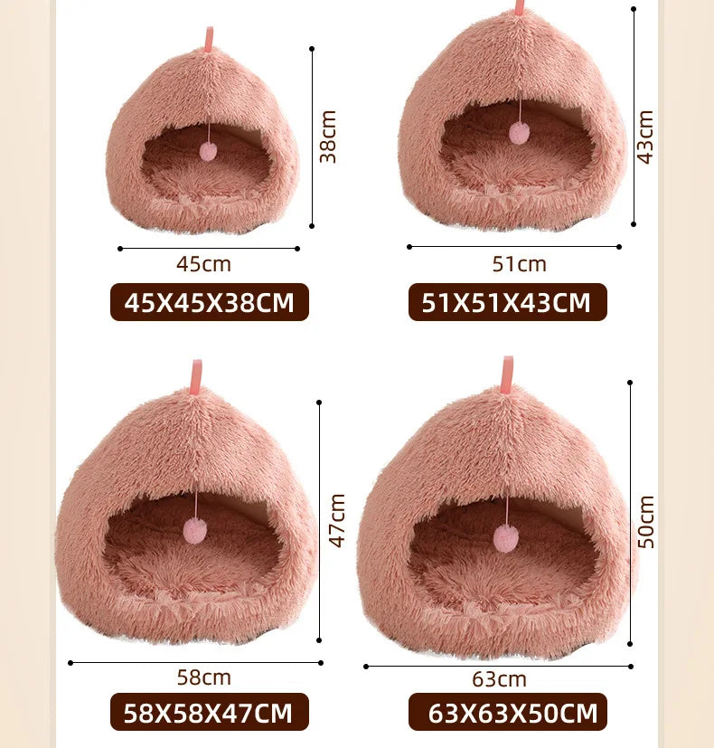 Winter Warm Plush Flannel Pet Bed - 2 in 1 Heated Cat Dog Kennel Pad