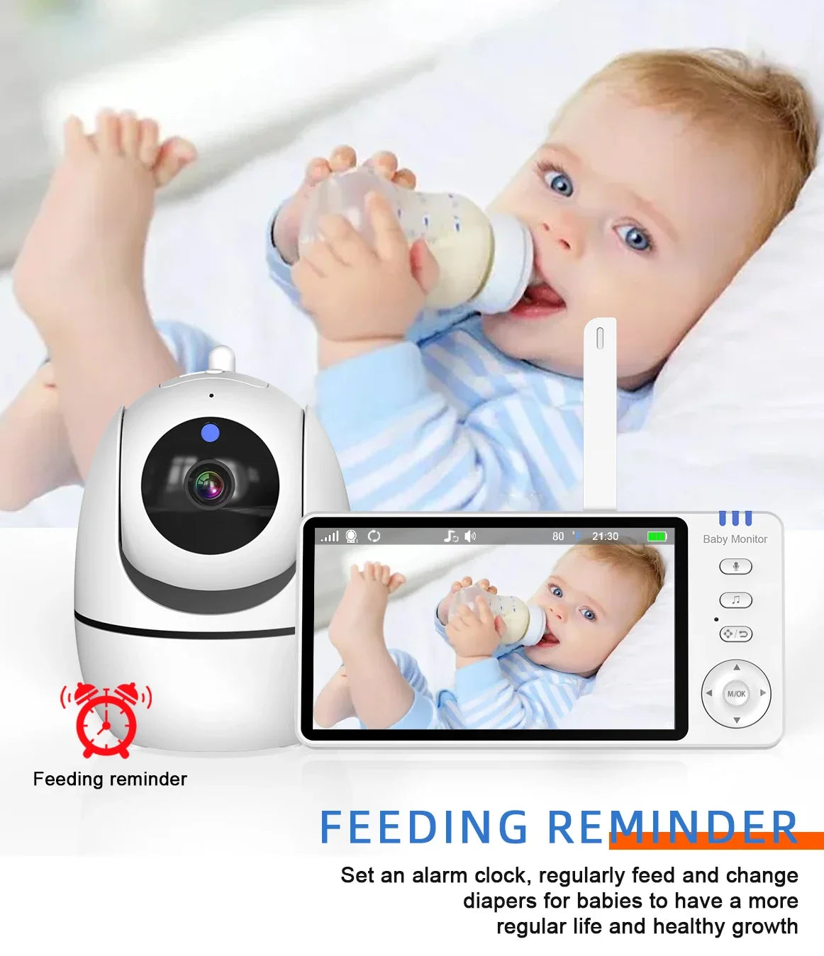 Wireless 5.0 Inch Video Baby Monitor With Pan Tilt Camera with Night Vision