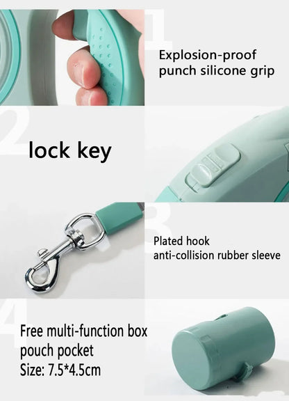 Dog Leash With Led Lights and Garbage Bag