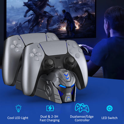 For PlayStation 5 Dualsense Controllers Fast PS5 Dual Controller Stand Charger Dock-LED