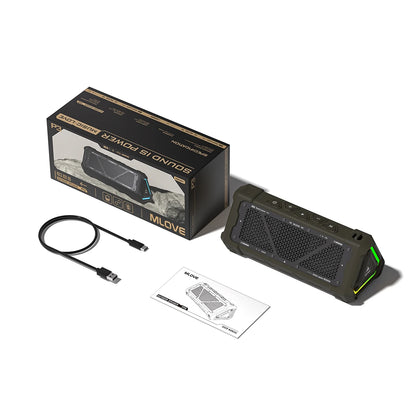 MLOVE P3 Outdoor Bluetooth Speaker, Stereo Sound IPX7 Waterproof, Micro SD Card, RGB Light
