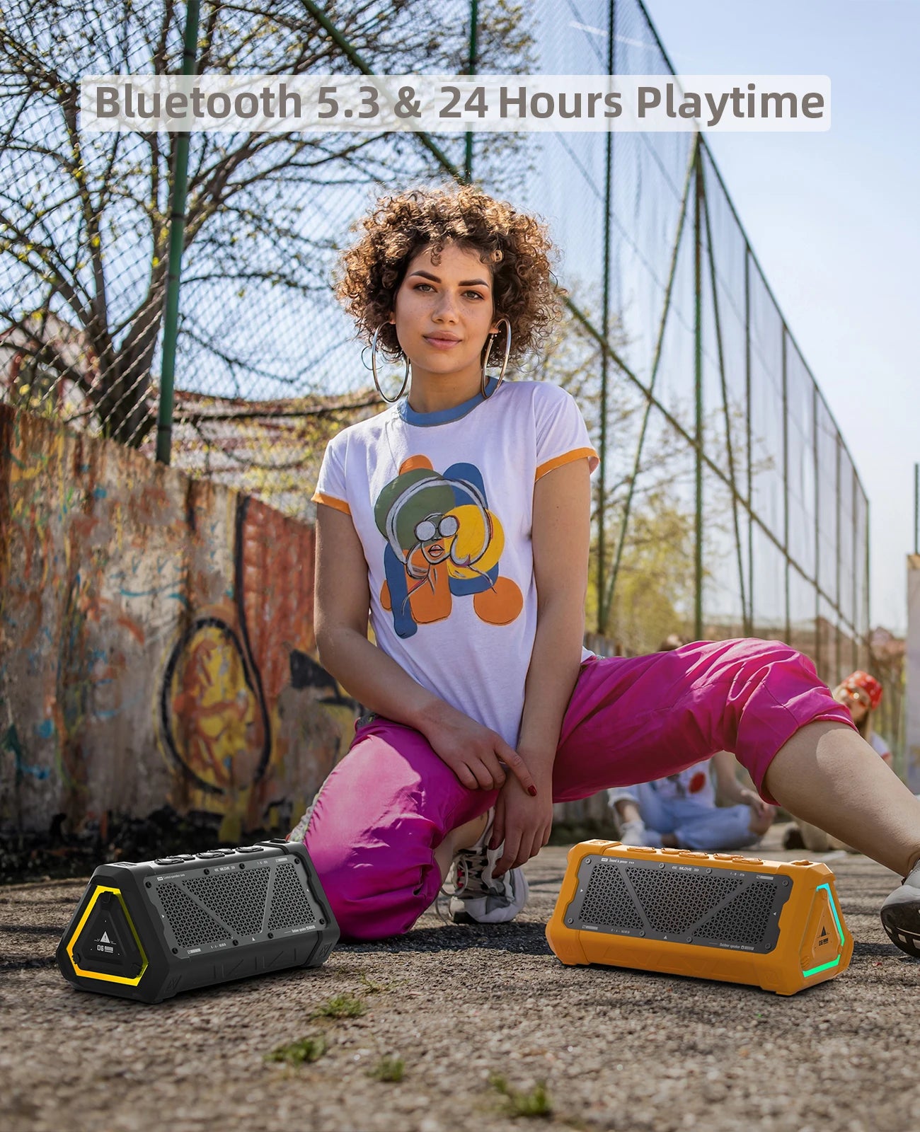 MLOVE P3 Outdoor Bluetooth Speaker, Stereo Sound IPX7 Waterproof, Micro SD Card, RGB Light
