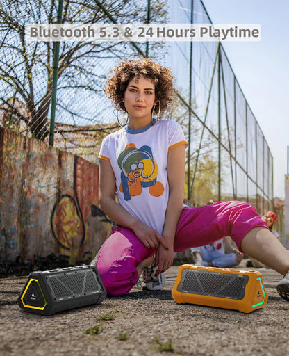 MLOVE P3 Outdoor Bluetooth Speaker, Stereo Sound IPX7 Waterproof, Micro SD Card, RGB Light