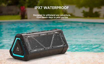 MLOVE P3 Outdoor Bluetooth Speaker, Stereo Sound IPX7 Waterproof, Micro SD Card, RGB Light
