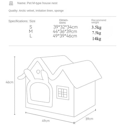 Foldable luxury pet house with detachable mat