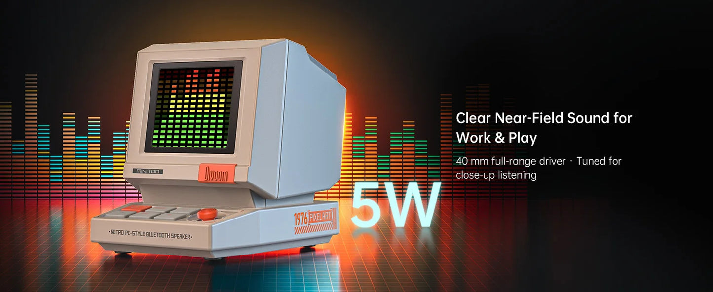 Divoom Portable MiniToo Retro Bluetooth Speaker Pixel Display Music Box