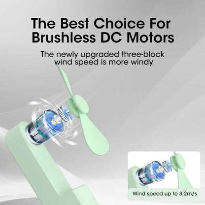 Mini Portable Fan USB Rechargeable Cooler Collapsible 2000mAh
