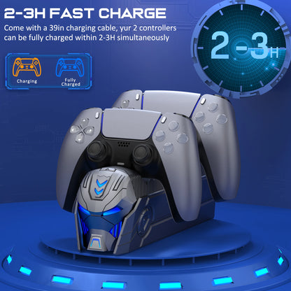 For PlayStation 5 Dualsense Controllers Fast PS5 Dual Controller Stand Charger Dock-LED