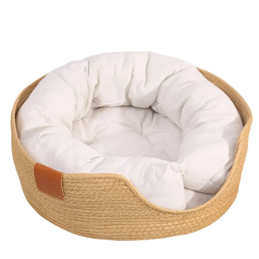 Woven Rattan Cat Basket Nesting Bed All-Season