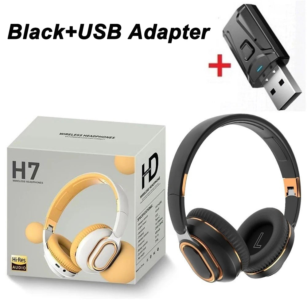 H7/H3 Bluetooth Headphone Wireless Headset with Mic USB Adaptor Headset Stereo Foldable Bass