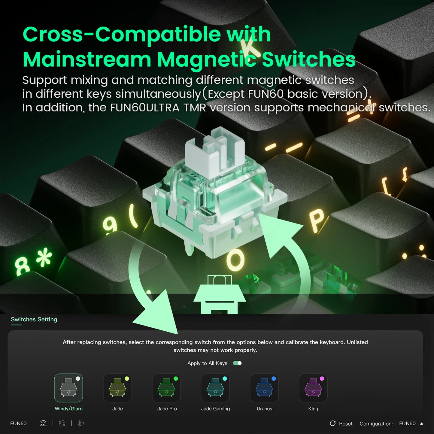 Mechanical Keyboard Magnetic Switch 0.01mm 8K ARGB HE/TMR