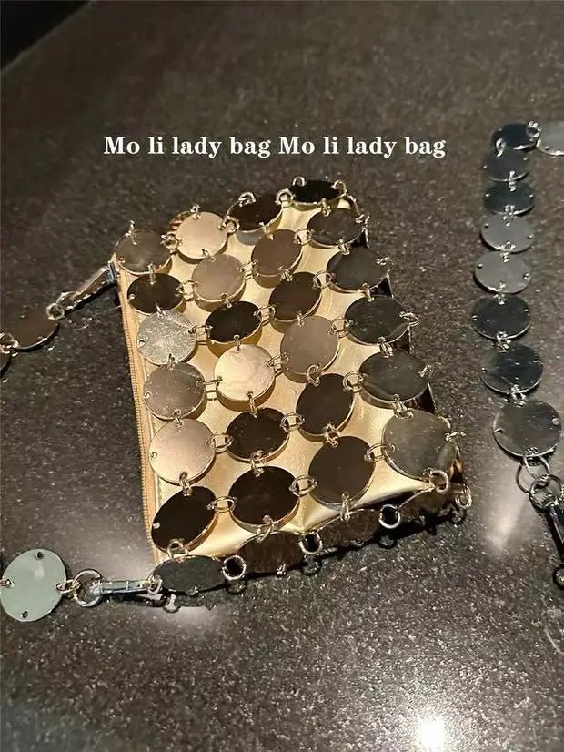 VELORIA – BOLSO TEJIDO METÁLICO CON LENTEJUELAS BRILLANTES