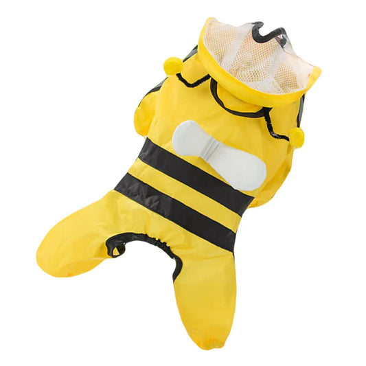 Dog Bee Shaped Hooded Waterproof Raincoat