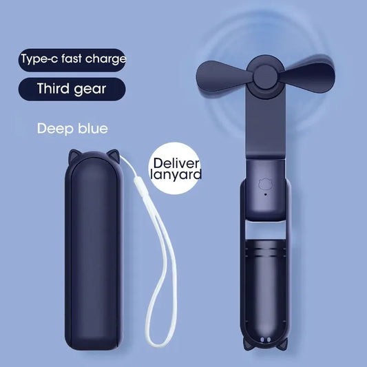 Mini Portable Fan USB Rechargeable Cooler Collapsible 2000mAh
