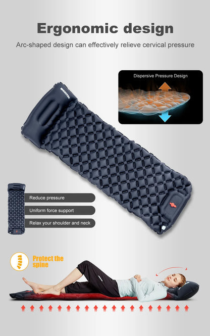 Outdoor Camping Inflatable Mattress Sleeping Pad With Pillows
