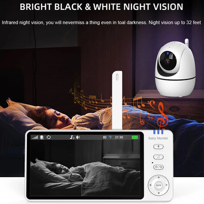 Wireless 5.0 Inch Video Baby Monitor With Pan Tilt Camera with Night Vision
