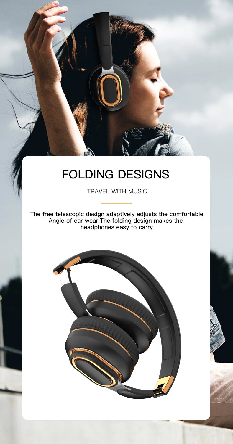 H7/H3 Bluetooth Headphone Wireless Headset with Mic USB Adaptor Headset Stereo Foldable Bass