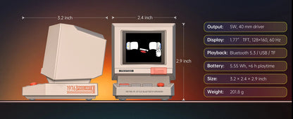 Divoom Portable MiniToo Retro Bluetooth Speaker Pixel Display Music Box