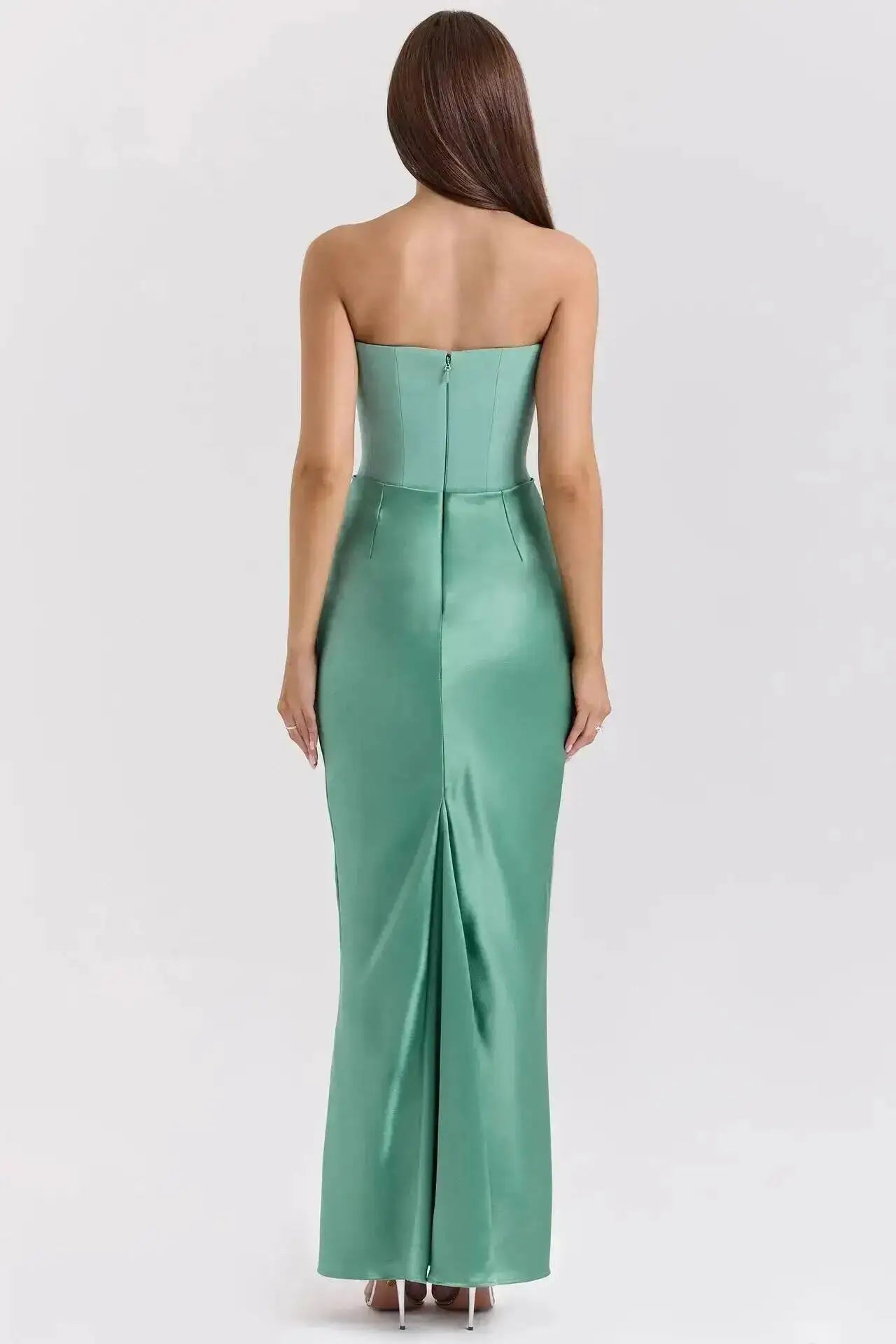 GIYORA – VESTIDO MAXI DE SATÉN SIN TIRANTES PARA CLUB Y NOCHE