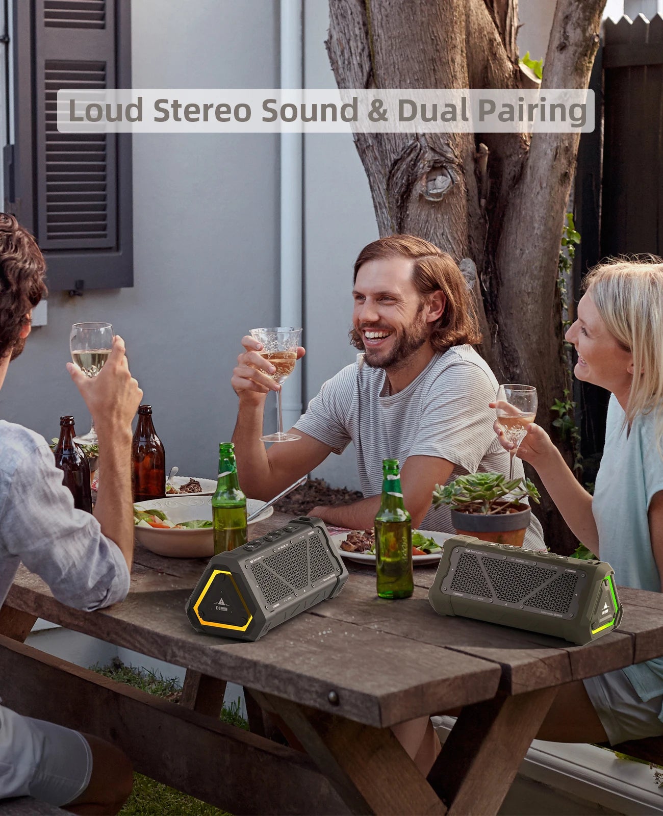 MLOVE P3 Outdoor Bluetooth Speaker, Stereo Sound IPX7 Waterproof, Micro SD Card, RGB Light