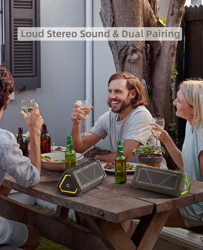 MLOVE P3 Outdoor Bluetooth Speaker, Stereo Sound IPX7 Waterproof, Micro SD Card, RGB Light