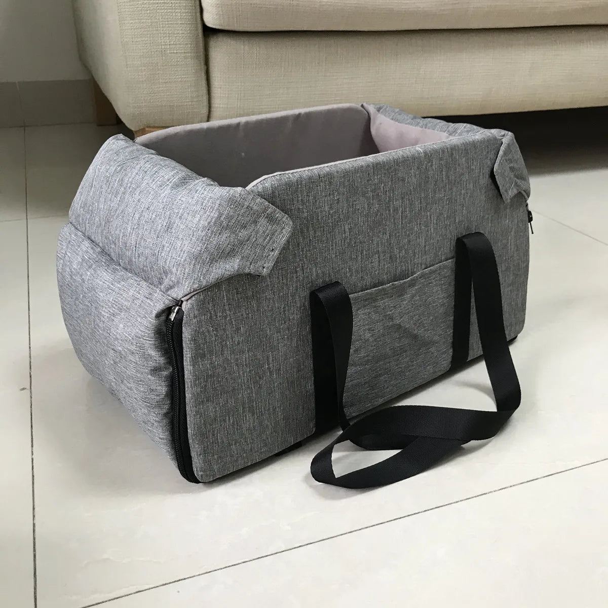 Portable Console Booster Dog Car Seat & Carrier for Small Dogs & Cats