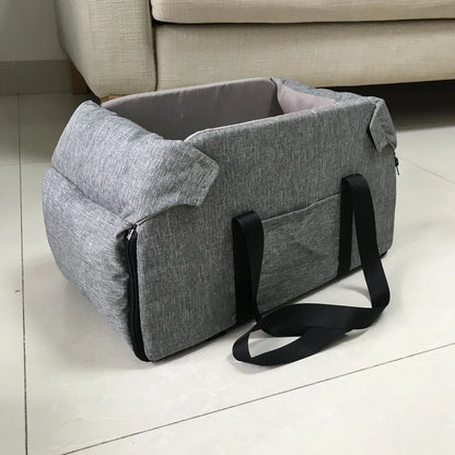 Portable Console Booster Dog Car Seat & Carrier for Small Dogs & Cats